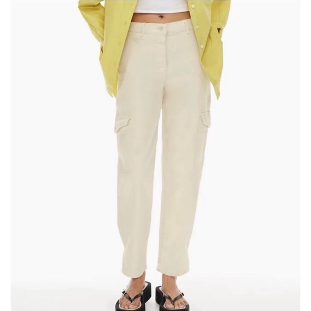 Aritzia Wilfred Free Modern Cargo Jeans Pants 2 butter yellow utility festival